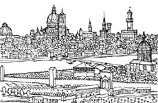 Флоренция. Панорама города со старинной гравюры.
