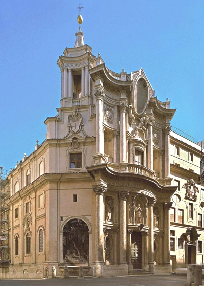 Ф. Борромини. Церковь Сан Карло на площади Четырех фонтанов в Риме. 1634 — 1667