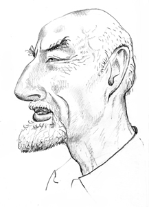 Портрет ВГ, сделанный Л.Зориным, из книги  "Мордотека МАРХИ"