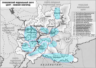 Карта Приволжского федерального округа